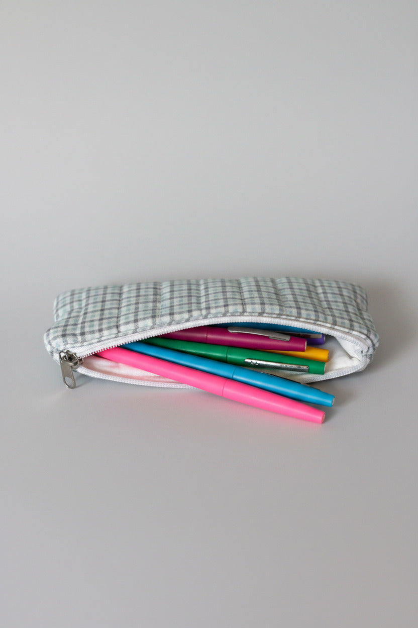 Pencil/Sunglass Case - Black and Blue Checkered