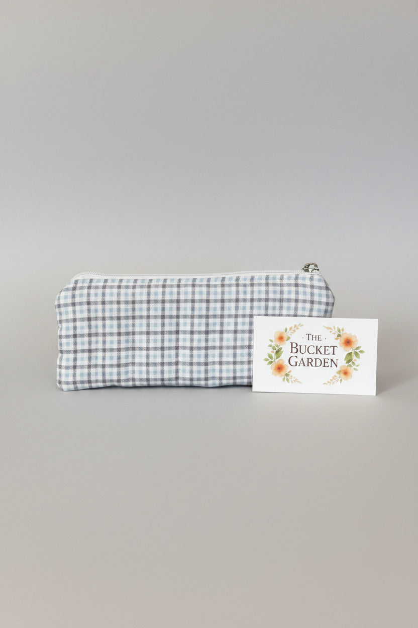 Pencil/Sunglass Case - Black and Blue Checkered
