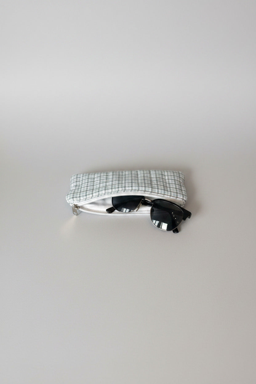 Pencil/Sunglass Case - Black and Blue Checkered