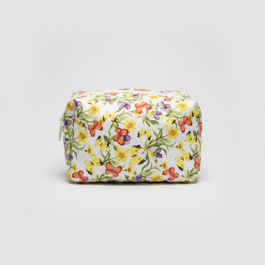 Boxy Pouch - Butterflies with Pansies - Medium
