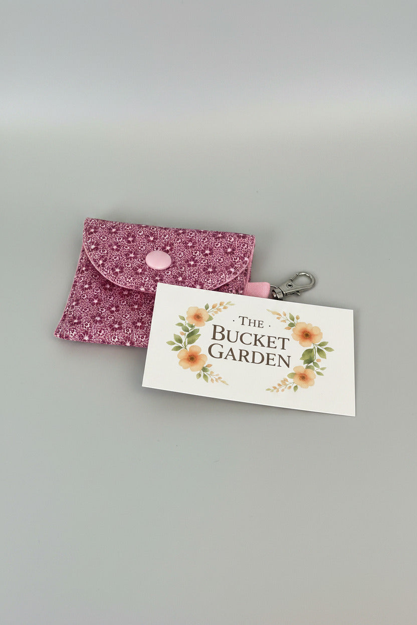 Ear Bud Case - Dark Pink Flowers - Large