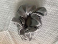 Hair Scrunchie - Normal to Thick Hair  - Silver Satin