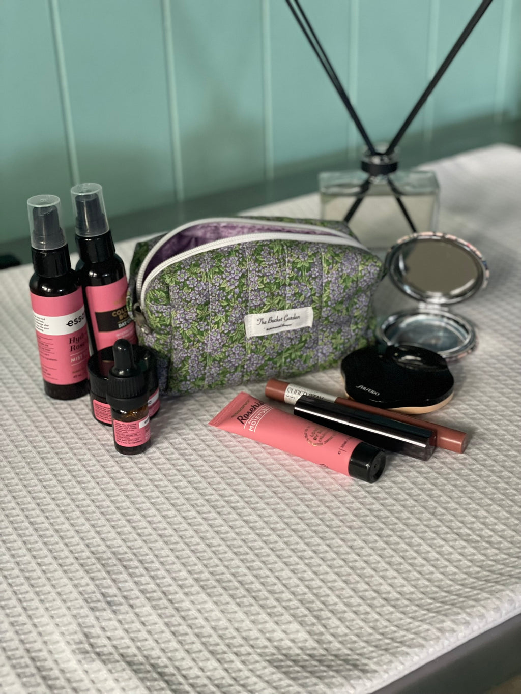 Boxy Pouch - Purple and Green Floral - Small