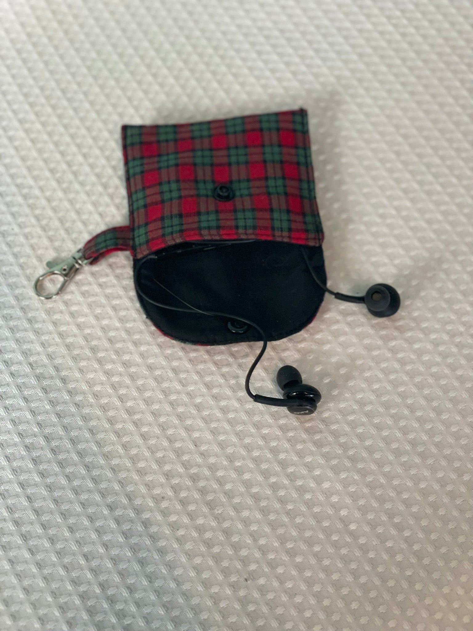 Ear Bud Case - Red Tartan - Large