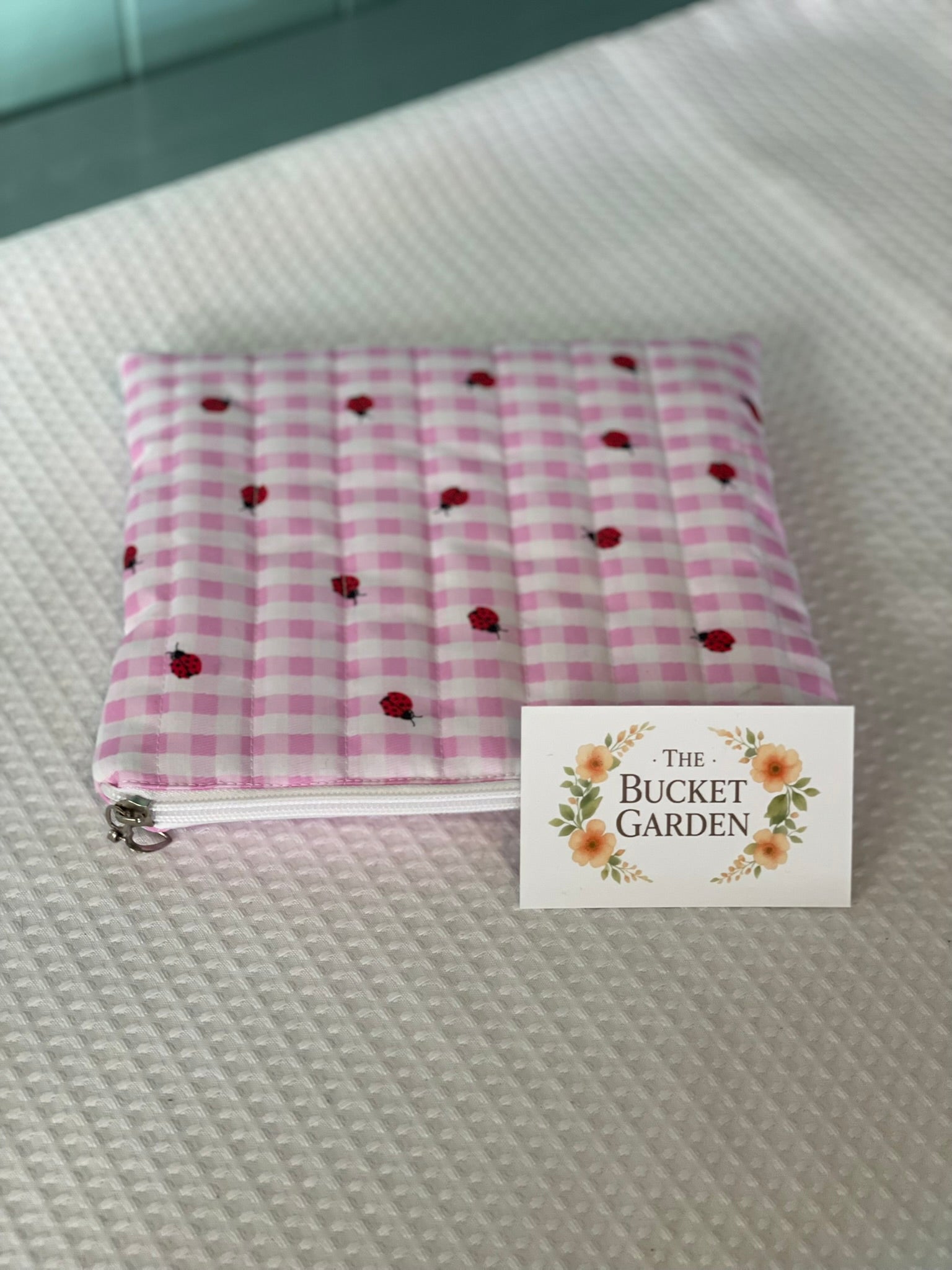 Everyday Pouch - Pink and White Check with Ladybirds