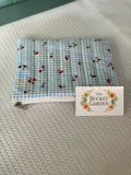 Everyday Pouch - Blue and White check with Strawberries and Cherries
