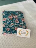 Kindle/Book Zippered Pouch - Green Floral - Small