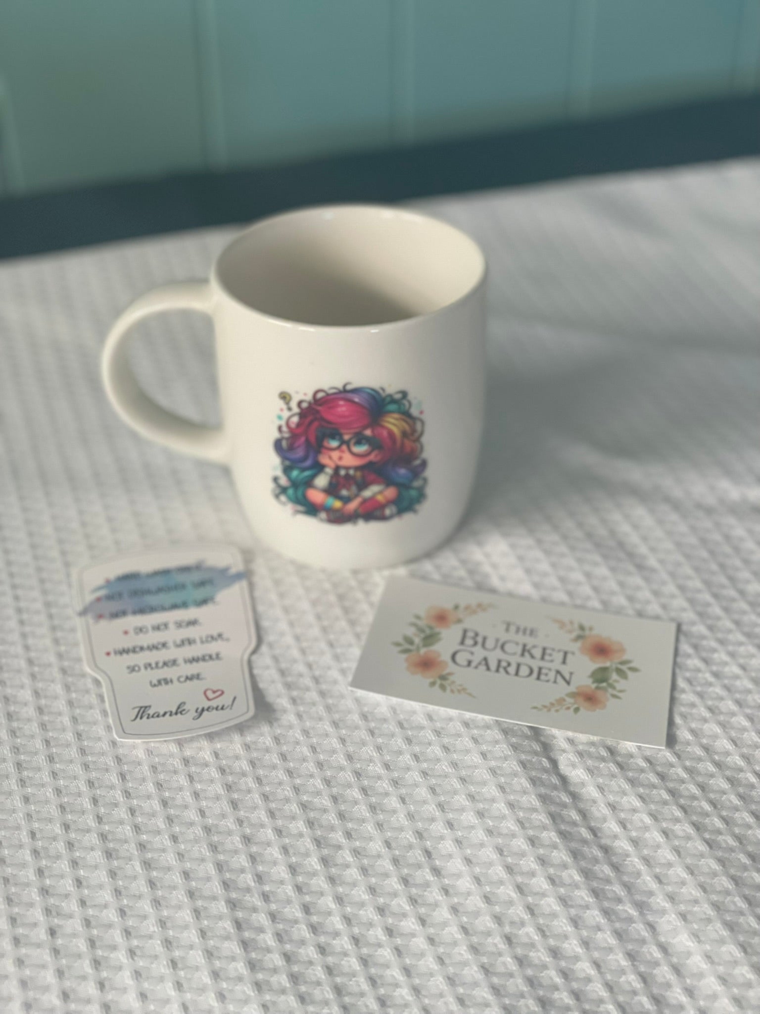 Coffee Cup - Whimsical Thinking Girl with Wild Hair