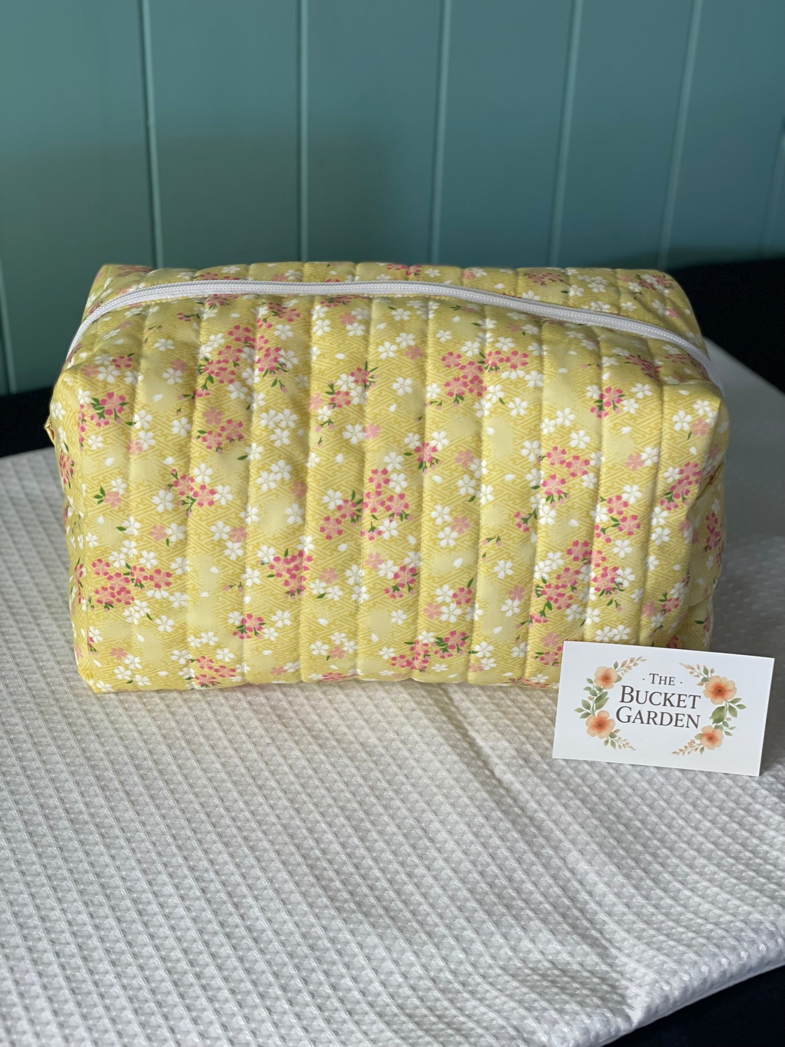 Boxy Pouch - Yellow and Pink Floral - Large