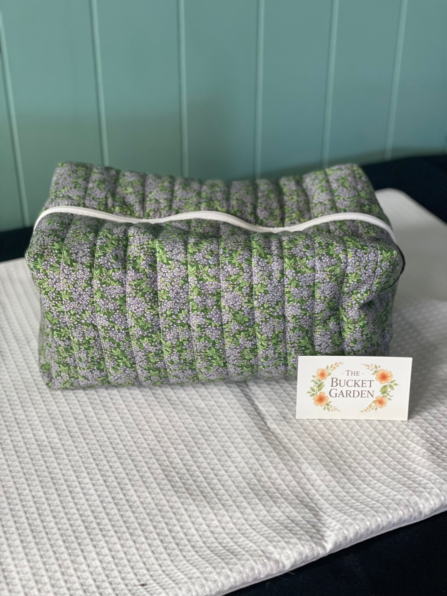 Boxy Pouch - Purple and Green Floral - Large