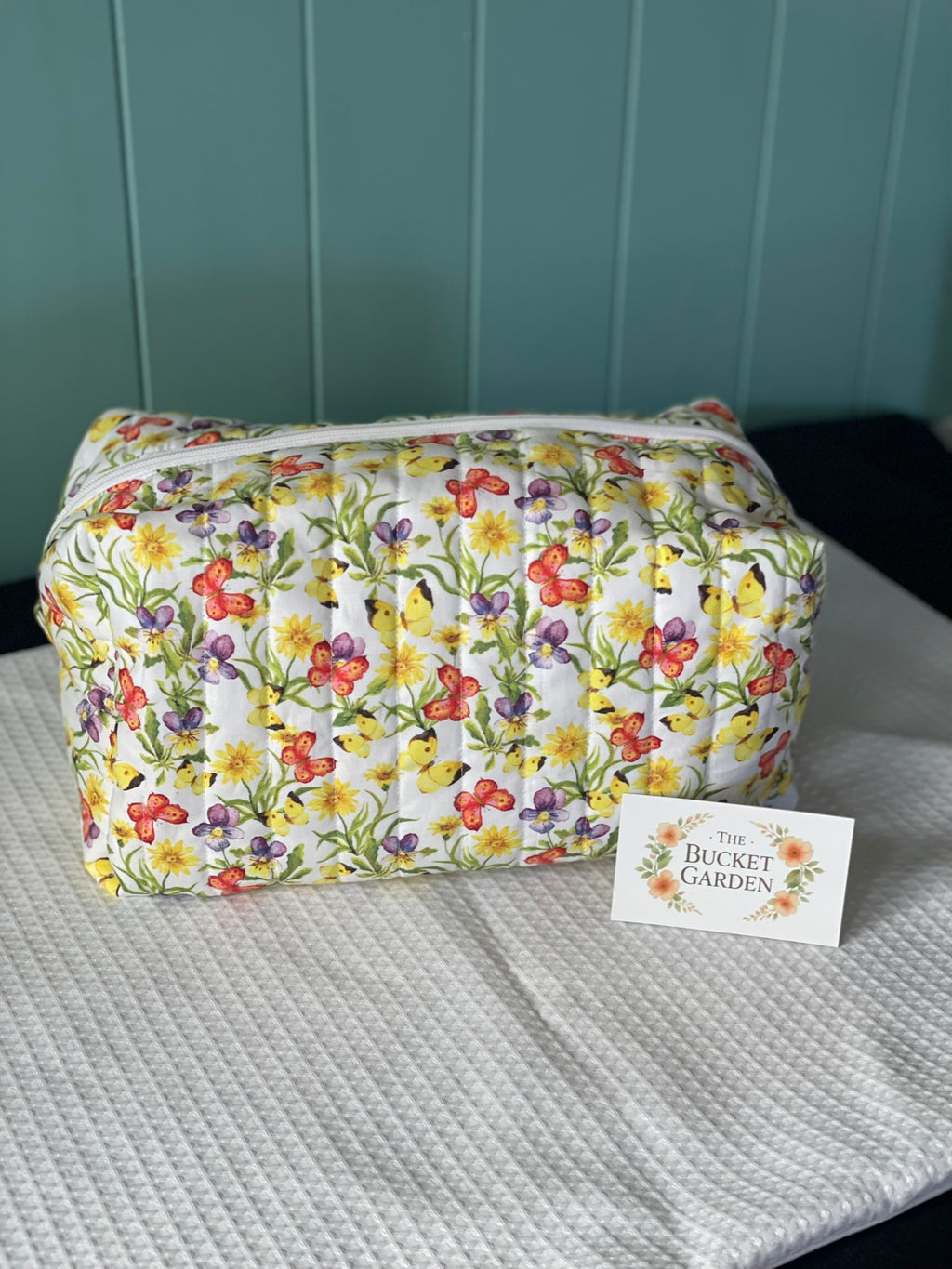 Boxy Pouch - Butterflies and Pansies - Large