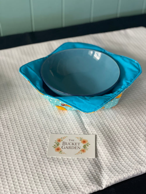 Bowl Cozy - Blue Bananas - Medium