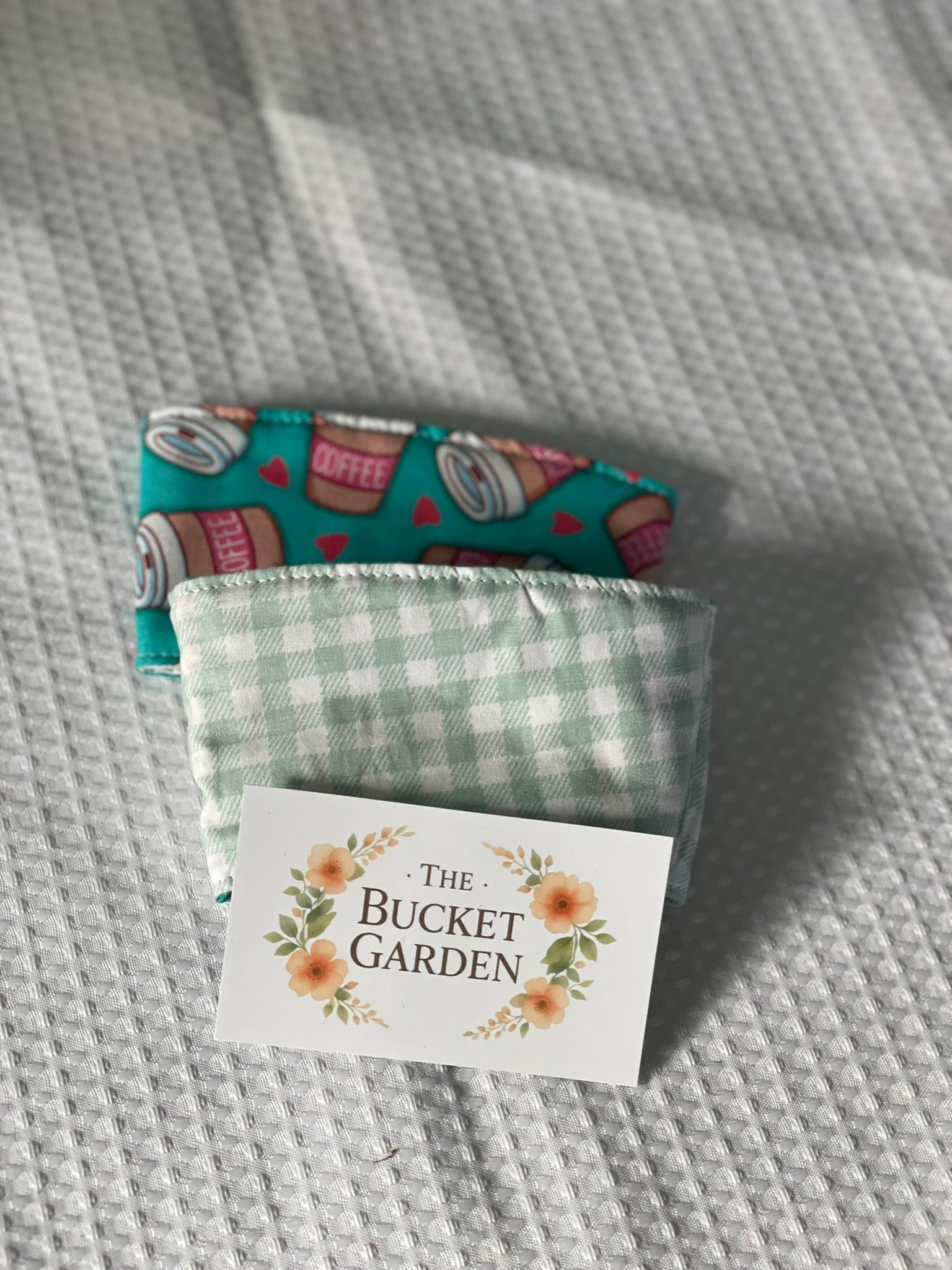 Cup Cozie - Coffee with Mint Gingham