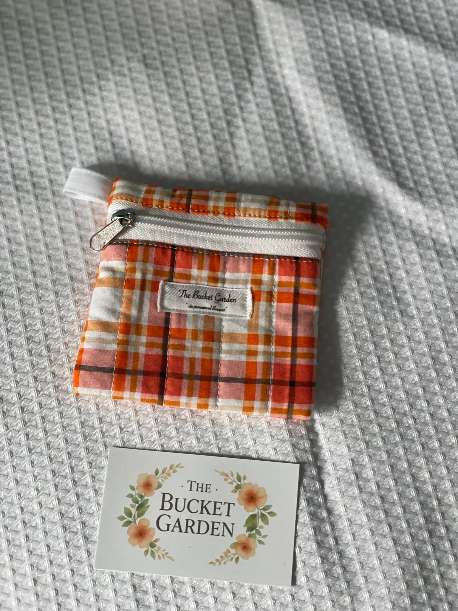 Keychain Coin Purse - Orange Plaid