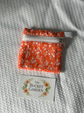Keychain Coin Purse - Orange with White Floral