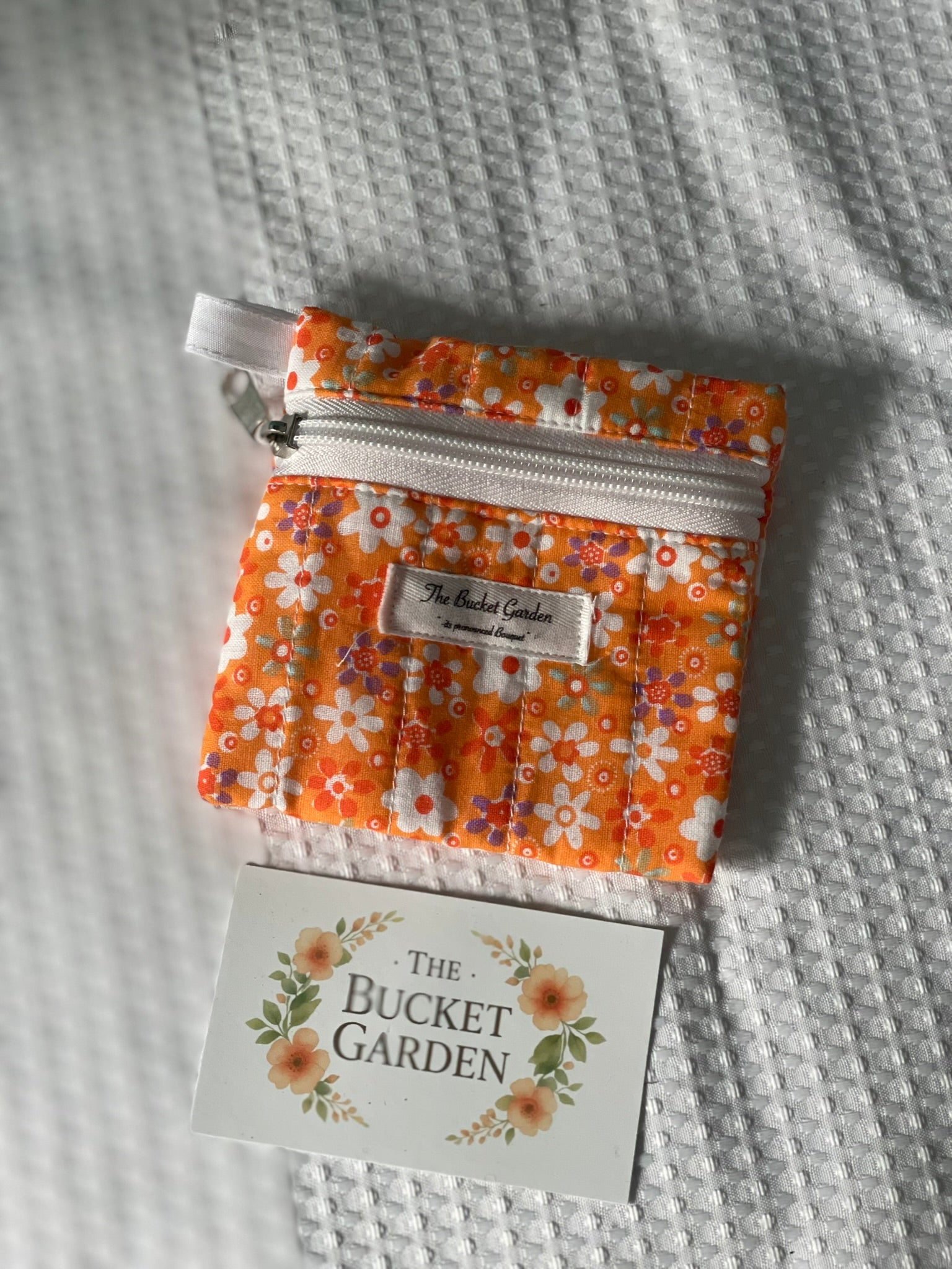 Keychain Coin Purse - Orange Daisy