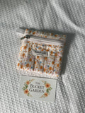 Keychain Coin Purse - White with Orange floral