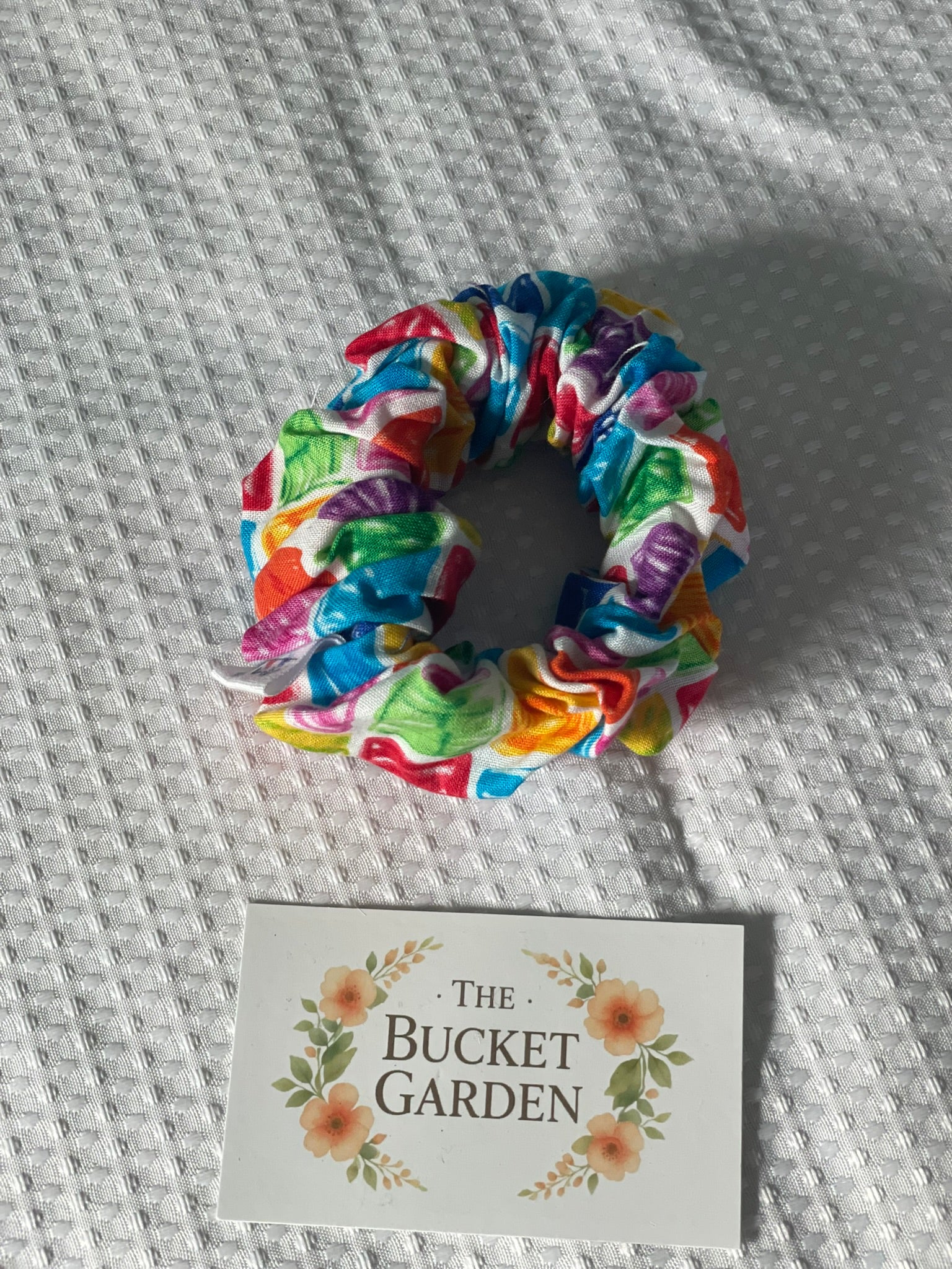 Hair Scrunchie XL - Normal to Thick Hair - Rainbow Squares