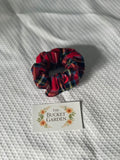 Hair Scrunchie XL - Normal to Thick Hair  - Red Tartan Plaid Flannel