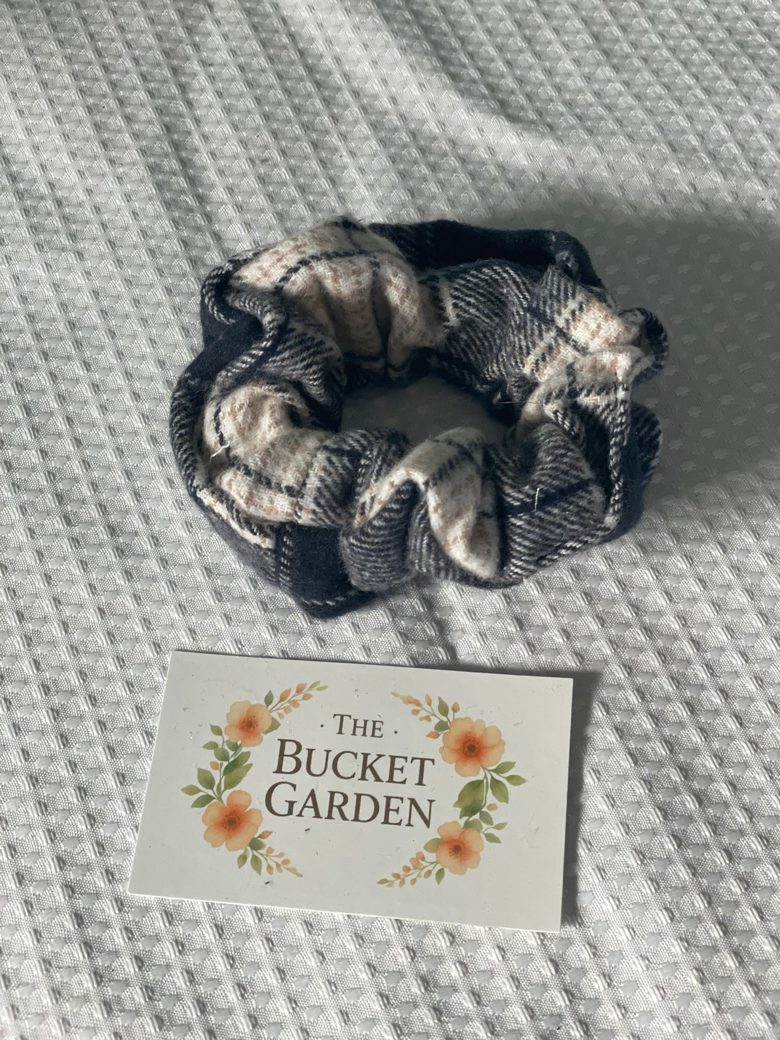 Hair Scrunchie XL - Normal to Thick Hair  - Blue Plaid Flannel
