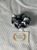 Hair Scrunchie XL - Normal to Thick Hair  - Black and White checkered Flannel