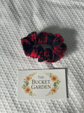 Hair Scrunchie - Regular - Black and Red Plaid Flannel