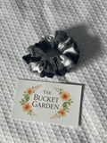 Hair Scrunchie - Regular - Black and White Plaid Flannel
