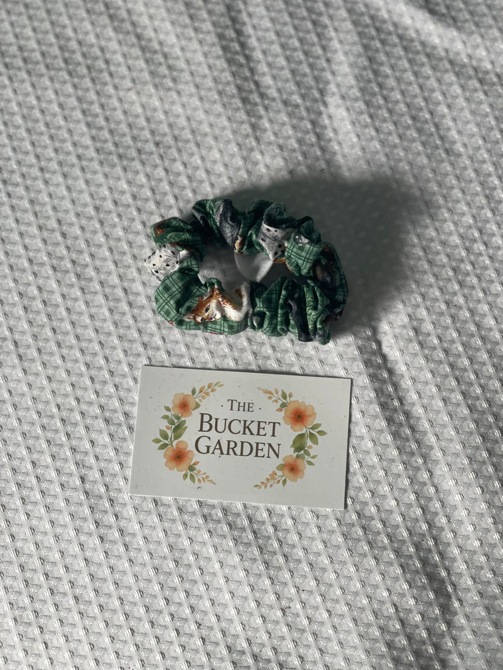 Hair Scrunchie - Small - Green Cats and Dogs