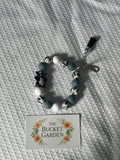 Wristlet - Black Grey and White with Black Dragon