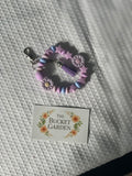 Wristlet - Pink and Purple Stars with Daisies Beaded