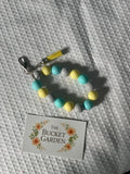 Wristlet - Pastel Yellow Grey and Teal Beaded