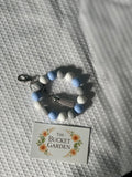 Wristlet - White Grey and Blue Beaded