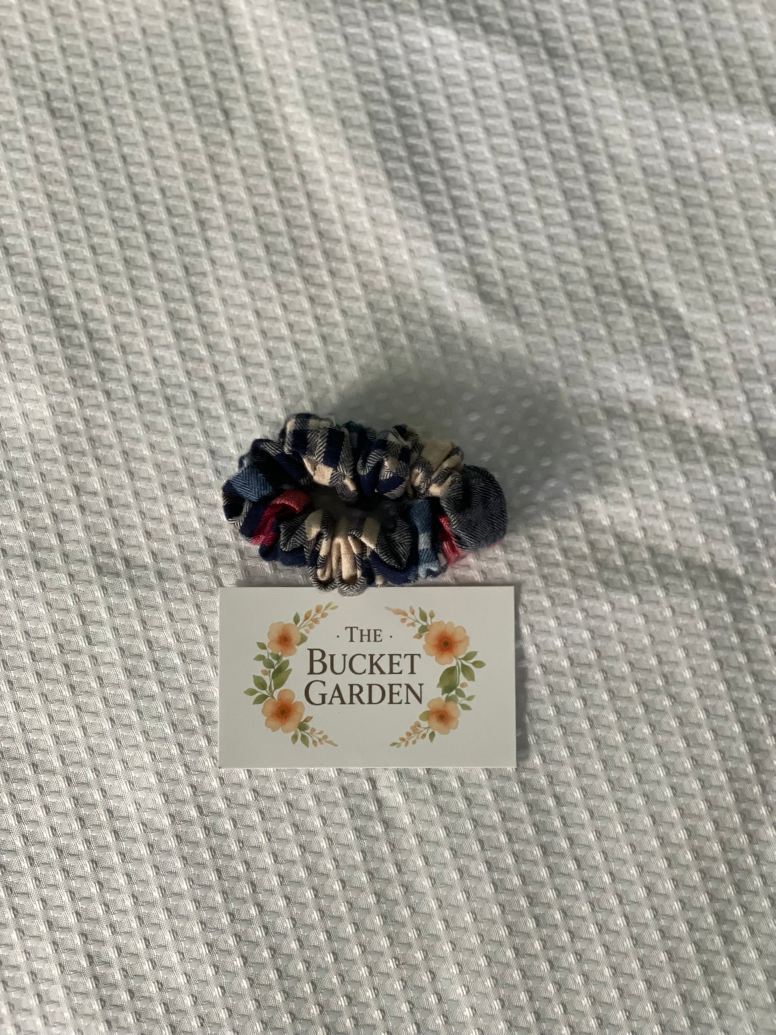 Hair Scrunchie - Regular - Blue and Red Plaid Flannel