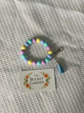 Wristlet - Pastel Yellow Pink Purple and Teal Beaded