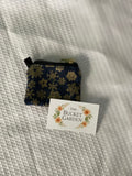 Keychain Coin Purse - Navy with Gold Snowflakes