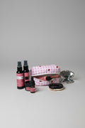 Boxy Pouch - Pink and White Checkered embroidered with Strawberries and Cherries - Small