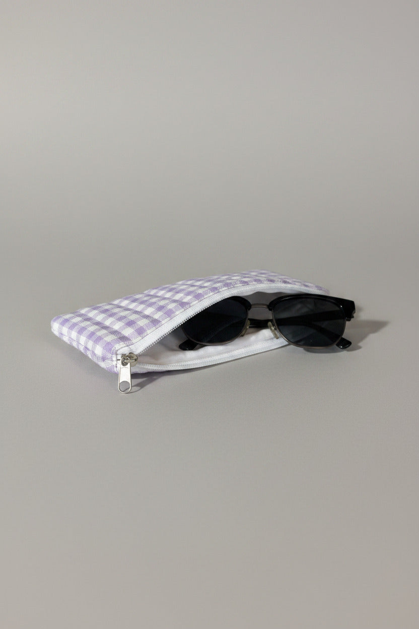 Pencil/Sunglass case - Purple Gingham