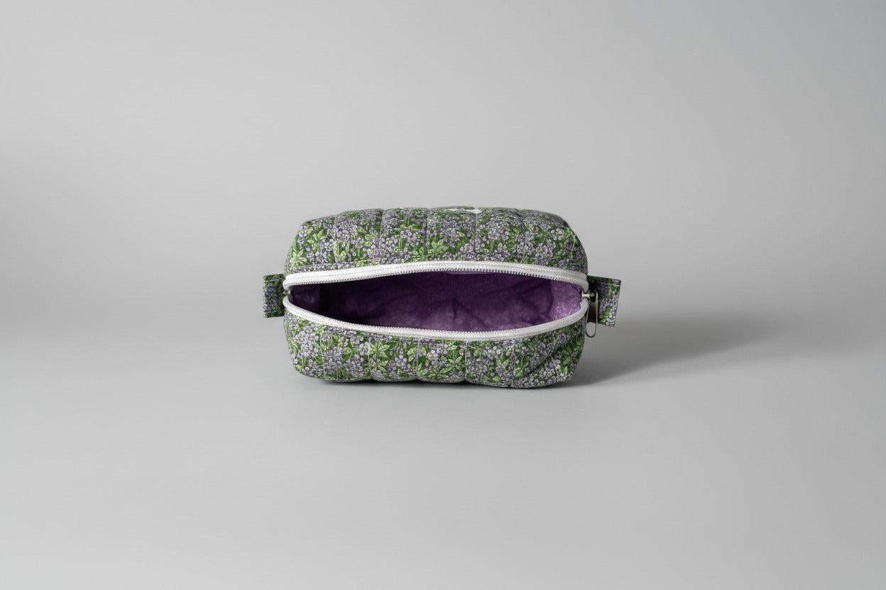 Boxy Pouch - Purple and Green Floral - Small