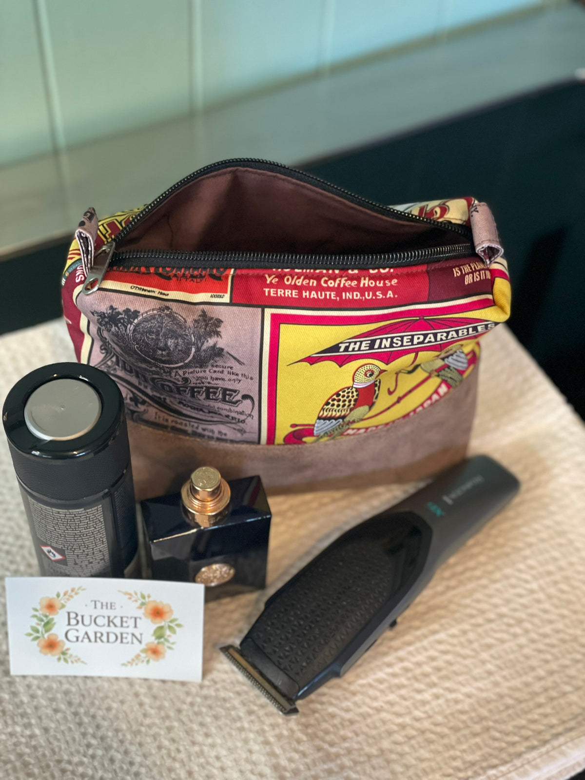 Vintage Cotton and Suede Toiletry Bag - Small