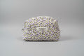 Boxy Pouch - White with Purple Flowers - Small