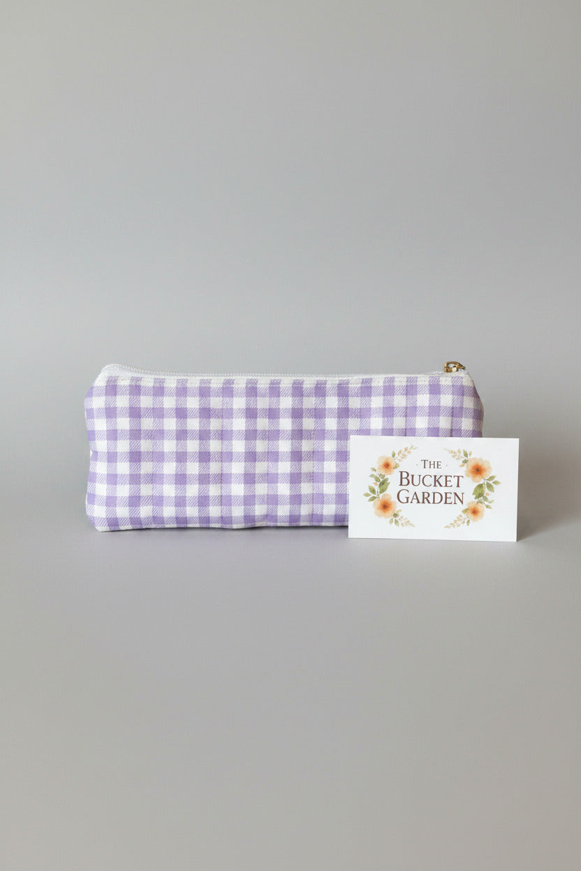 Pencil/Sunglass case - Purple Gingham