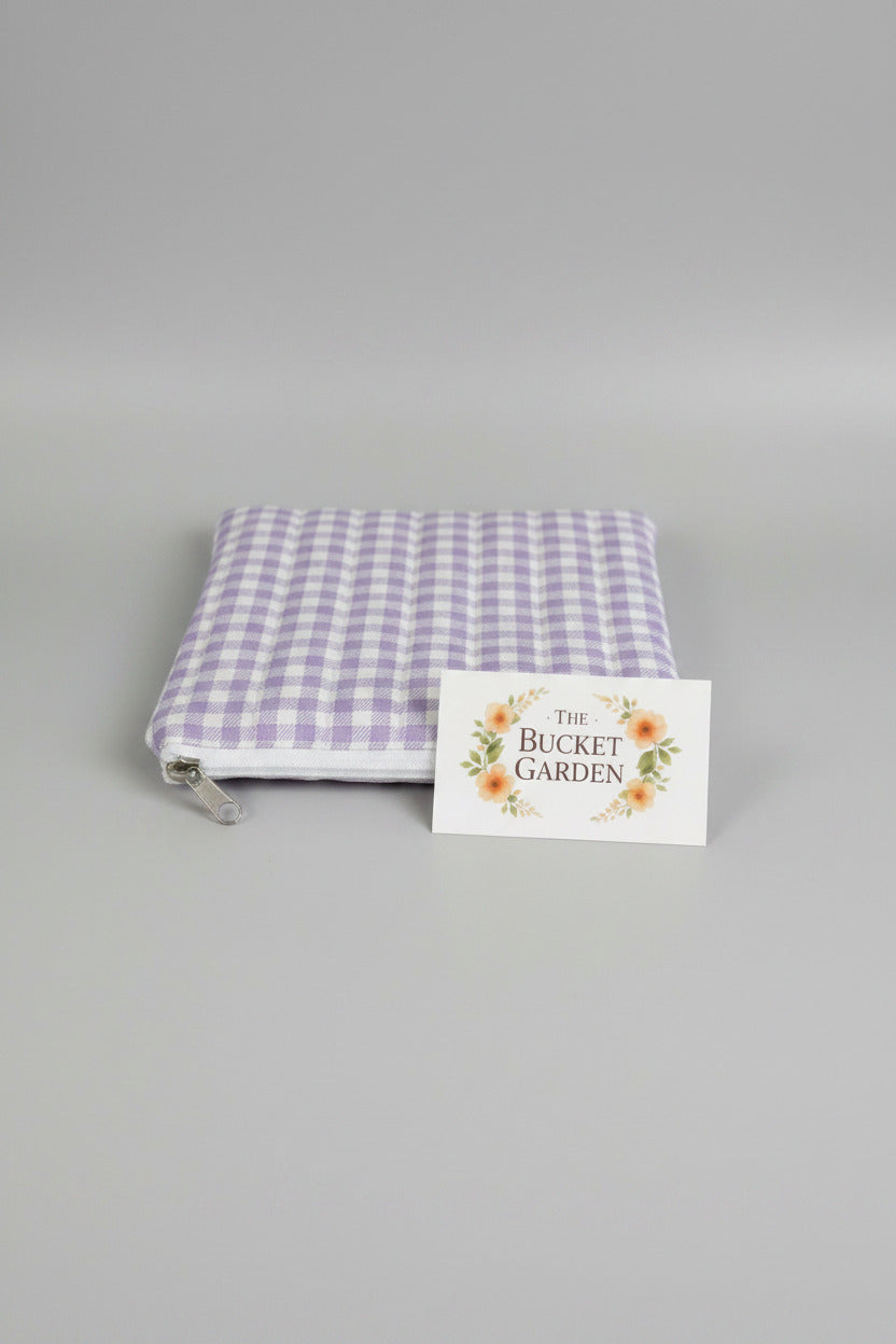 Kindle/Book Zippered Pouch - Purple Gingham - Small