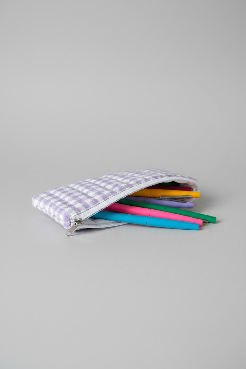 Pencil/Sunglass case - Purple Gingham